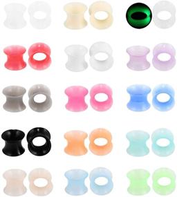 img 4 attached to 👂 Xpircn Thin Silicone Ear Plugs Tunnels: Flexible Ear Earlets - 15 Pairs for Comfort and Style