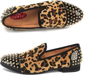 img 2 attached to 🐆 Leopard Embroidered Leather Loafers for Men - XQWFH Shoes Collection