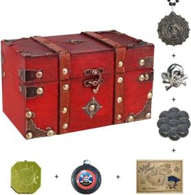 img 3 attached to 🏴 SICOHOME Vintage Wooden Treasure Chest, 7.1" Pirate Trinket Box - Decorative Jewelry Organizer, Tarot Card Storage, Gift Box, Home Décor and Gifts