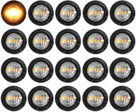 meerkatt (pack of 20) 3/4 inch mini round clear lens amber led button mount clearance lamp waterproof side marker indicator light rubber grommets ship rv trailer tow truck lorry bus 12v dc universal logo