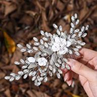 silver crystal bridal hair comb with leaf side combs - 💎 jeairts flower bride wedding headpiece, decorative rhinestone hair accessories for women and girls logo