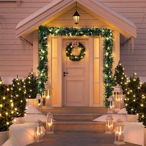 img 1 attached to 🎄 WILLBOND 72 Feet Artificial Pine Garland with 160 Warm LED Lights - 4 Strands Christmas Garlands for Indoor and Outdoor Decoration, Soft Greenery Wreaths