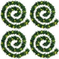 🎄 willbond 72 feet artificial pine garland with 160 warm led lights - 4 strands christmas garlands for indoor and outdoor decoration, soft greenery wreaths logo