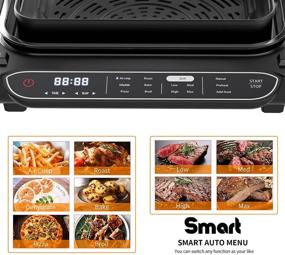 img 1 attached to 🍳 Geek Chef Smart Indoor Grill Air Fryer Combo: 7-in-1 XL Smokeless Electric Countertop Grill with Temp & Time Control, Extra Large Capacity, Air Fryer, Roast, Bake, Pizza, Broil, Grill & Dehydrate, Oilless Cooker - Removable Plates, ETL Certified