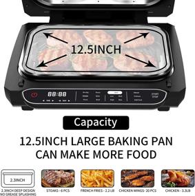 img 2 attached to 🍳 Geek Chef Smart Indoor Grill Air Fryer Combo: 7-in-1 XL Smokeless Electric Countertop Grill with Temp & Time Control, Extra Large Capacity, Air Fryer, Roast, Bake, Pizza, Broil, Grill & Dehydrate, Oilless Cooker - Removable Plates, ETL Certified