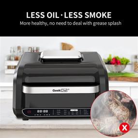 img 3 attached to 🍳 Geek Chef Smart Indoor Grill Air Fryer Combo: 7-in-1 XL Smokeless Electric Countertop Grill with Temp & Time Control, Extra Large Capacity, Air Fryer, Roast, Bake, Pizza, Broil, Grill & Dehydrate, Oilless Cooker - Removable Plates, ETL Certified