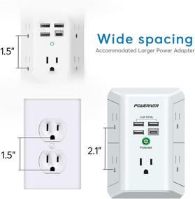 img 2 attached to 🔌 POWERIVER USB Wall Charger with 4 USB Ports - Multi Outlet Surge Protector for Home, School, Office - ETL Listed