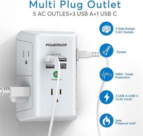 img 3 attached to 🔌 POWERIVER USB Wall Charger with 4 USB Ports - Multi Outlet Surge Protector for Home, School, Office - ETL Listed