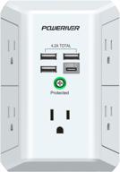 🔌 poweriver usb wall charger with 4 usb ports - multi outlet surge protector for home, school, office - etl listed logo