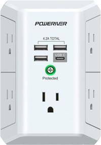 img 4 attached to 🔌 POWERIVER USB Wall Charger with 4 USB Ports - Multi Outlet Surge Protector for Home, School, Office - ETL Listed