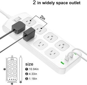 img 2 attached to 💡 8-Outlet Power Strip Surge Protector with 4 USB Charging Ports - 6ft Extension Cord for Home, Office & Hotel- Gray