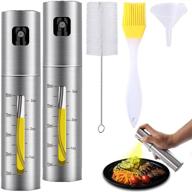 🍳 2021 upgraded stainless steel olive oil sprayer for cooking - oil dispenser spray bottle for kitchen, barbecue grills, and salad, with oil brush, cleaning brush, and funnel included (silver, 2 pack) logo