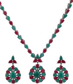 img 4 attached to Efulgenz Oxidized Zirconia Necklace Earrings Women's Jewelry and Jewelry Sets