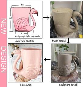 img 1 attached to 🦩 Adorable 16 oz Ceramic Flamingo Coffee Mug - Perfect Christmas Gift for Women, Grandma, Mom - Funny Animal Cup for Weddings and Coffee Lovers