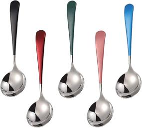 img 4 attached to 🥄 6-Pack Colorful Stainless Steel Dessert Spoons, 6.3 Inch