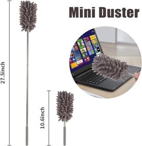 img 1 attached to 🪶 INTSUN 4Pcs Feather Duster Set with Telescoping Pole for High Ceiling, Ceiling Fan, Cobwebs - Stainless Steel, Microfiber, Chenille Duster Kit for Keyboard, Furniture, Cars