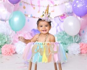 img 2 attached to 🌈 1st Birthday Pastel Rainbow High Chair Banner - Highchair Tutu Skirt Party Supplies, First Birthday Decorations with One Pennant, Rainbow Birthday Decor for Girls (Rainbow Banner)