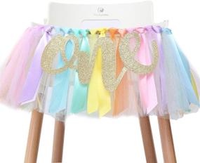 img 4 attached to 🌈 1st Birthday Pastel Rainbow High Chair Banner - Highchair Tutu Skirt Party Supplies, First Birthday Decorations with One Pennant, Rainbow Birthday Decor for Girls (Rainbow Banner)