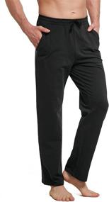 img 2 attached to 👖 BALEAF Men's Cotton Yoga Sweatpants Lounge Pants with Pockets - Open Bottom Athletic Workout Running Loose Fit Sweat Pants