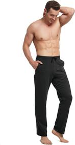 img 1 attached to 👖 BALEAF Men's Cotton Yoga Sweatpants Lounge Pants with Pockets - Open Bottom Athletic Workout Running Loose Fit Sweat Pants