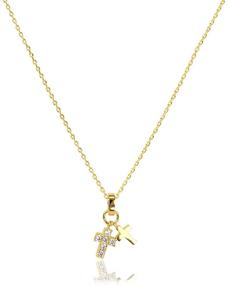 img 4 attached to ⭐ Stylish Women's Gold Dipped Tiny Cross Pendant Necklace - Korean Made Fashion Accessory for Girls and Women