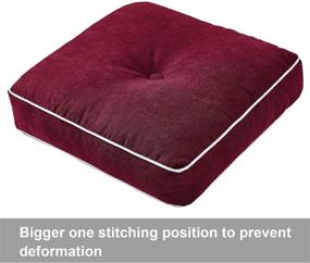 img 3 attached to 🪑 Thick Tufted Seat Cushion Set - Rainlin Thicken Floor Pillows for Seating, Ideal for Meditation, Yoga, Living Room Sofa, Tatami Chair Pad, 2 Pack in Wine Red, 20x20 inch