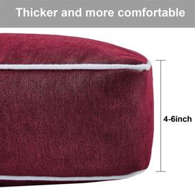 img 1 attached to 🪑 Thick Tufted Seat Cushion Set - Rainlin Thicken Floor Pillows for Seating, Ideal for Meditation, Yoga, Living Room Sofa, Tatami Chair Pad, 2 Pack in Wine Red, 20x20 inch