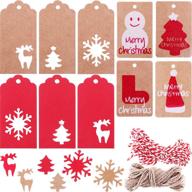 🎁 blulu 200 pieces 10 styles kraft gift tags with christmas designs and string for festive diy art projects logo