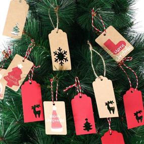 img 1 attached to 🎁 Blulu 200 Pieces 10 Styles Kraft Gift Tags with Christmas Designs and String for Festive DIY Art Projects