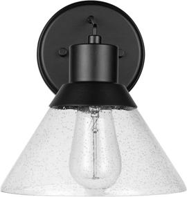 img 1 attached to ⚡️ Stone & Beam Contemporary Outdoor Wall Sconce with Clear Seeded Glass Shade - Vintage Edison Bulb Included - 9.1"H - Matte Black | Amazon Brand