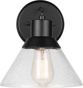 img 3 attached to ⚡️ Stone & Beam Contemporary Outdoor Wall Sconce with Clear Seeded Glass Shade - Vintage Edison Bulb Included - 9.1"H - Matte Black | Amazon Brand