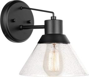 img 2 attached to ⚡️ Stone & Beam Contemporary Outdoor Wall Sconce with Clear Seeded Glass Shade - Vintage Edison Bulb Included - 9.1"H - Matte Black | Amazon Brand