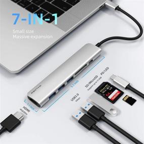 img 3 attached to 🔌 WALNEW USB C Hub: 7-in-1 Type C Adapter with 4K HDMI, 3 USB 3.0 Ports, SD/TF Card Reader, 100W PD Dock - Compatible with MacBook Pro/Air, iPad Pro, Thunderbolt 3, and More