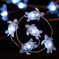 🔆 impress life nautical ocean theme string lights: 40 led blue sea turtle, waterproof indoor decorative lights with remote and timer - 10ft battery usb powered логотип