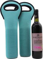 🍷 gowraps 2 pack neoprene wine tote bags: portable wine bottle tote holder/carrier bags for champagne, water bottles, beer, and drinks - protector for home, travel, picnic, and gift (turquoise) logo