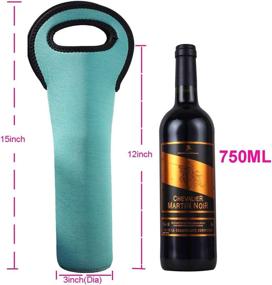 img 3 attached to 🍷 Gowraps 2 Pack Neoprene Wine Tote Bags: Portable Wine Bottle Tote Holder/Carrier Bags for Champagne, Water Bottles, Beer, and Drinks - Protector for Home, Travel, Picnic, and Gift (Turquoise)