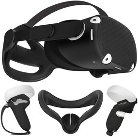 img 4 attached to Улучшите свои впечатления от Oculus Quest 2 с набором аксессуаров VR от Eyglo: Elite Strap, Front Shell Cover, Silicone Face Pad и Controller Grip Covers, обеспечивая непревзойденный комфорт и защиту (черный).