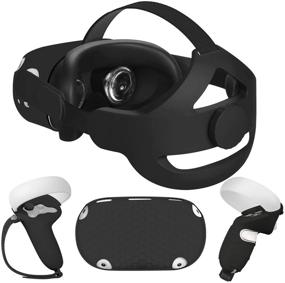 img 3 attached to Улучшите свои впечатления от Oculus Quest 2 с набором аксессуаров VR от Eyglo: Elite Strap, Front Shell Cover, Silicone Face Pad и Controller Grip Covers, обеспечивая непревзойденный комфорт и защиту (черный).