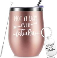 🍷 rose gold insulated wine tumblers with lid and keychains: unique gifts for women's birthday, wife, anniversary, and friends logo