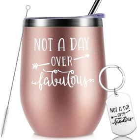 img 4 attached to 🍷 Rose Gold Insulated Wine Tumblers with Lid and Keychains: Unique Gifts for Women's Birthday, Wife, Anniversary, and Friends