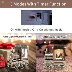 img 2 attached to 🎅 Musical Christmas Snow Globe Water Lantern - Battery Operated & USB Powered, 6 Hr Timer, 8 Songs, Santa in Bronze Train - Home Holiday Decor for Kids