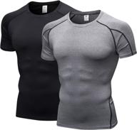 🏃 dynamic duo: men's short sleeve compression shirts for active running and gym workouts - quick dry and 2-pack offer логотип