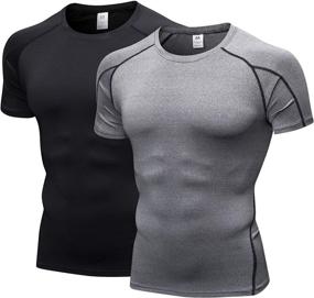 img 4 attached to 🏃 Dynamic Duo: Men's Short Sleeve Compression Shirts for Active Running and Gym Workouts - Quick Dry and 2-Pack Offer