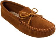 👞 classic comfort: minnetonka leather laced softsole moccasin men's shoes logo