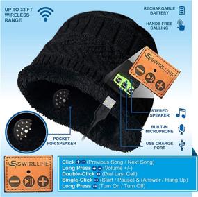 img 3 attached to 🧣 Stay Warm with Style: Wireless Beanie - Headphone Hat and Scarf Set for Winter Outdoor Activities, Unisex, Black