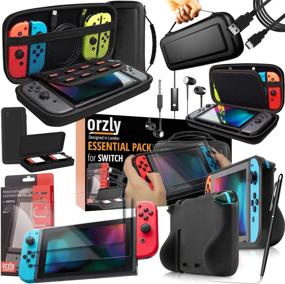 img 4 attached to 🎮 Ultimate Nintendo Switch Accessories Bundle - Orzly Essentials Pack with Case, Screen Protector, Grip Case, Games Holder, Headphones - Classic Black Edition