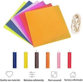 img 2 attached to 🕯️ DIY Colorful Beeswax Candle Making Kit - 12PCs 8"x8" Honeycomb Sheets for Hanukkah and Parties, Rolling Candle Molds Supplies for Kids and Adults with 98.5" Candle Wicks