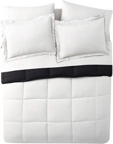 img 2 attached to 🛏️ VCNY Home Lincoln Collection: Premium 7 Piece Bedding Set with Reversible Down Alternative Comforter – Ultra Soft, Cozy and Comfortable – Full/Queen Size in Black/White