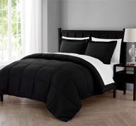 🛏️ vcny home lincoln collection: premium 7 piece bedding set with reversible down alternative comforter – ultra soft, cozy and comfortable – full/queen size in black/white logo