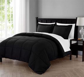 img 4 attached to 🛏️ VCNY Home Lincoln Collection: Premium 7 Piece Bedding Set with Reversible Down Alternative Comforter – Ultra Soft, Cozy and Comfortable – Full/Queen Size in Black/White